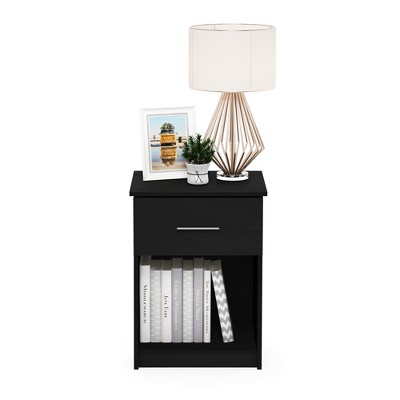 Furinno Mid-Century Nightstand Bedside End Table W/Drawer & Open Storage Cube,Americano