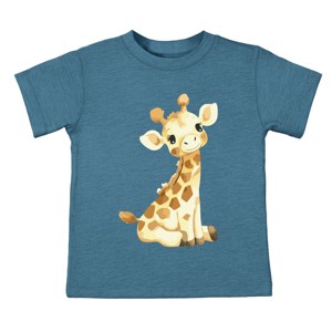 The Juniper Shop Watercolor Giraffe Toddler Short Sleeve Tee - 5T - Teal - 1 of 4