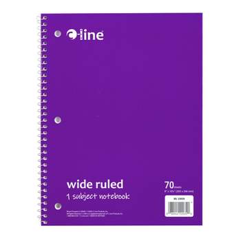 C-Line 1-Subject Notebook, 70 Page, Wide Ruled, Purple