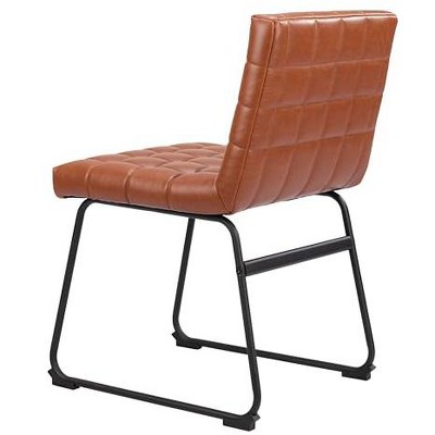 Pago Brown Faux Leather Upholstered Dining Chairs with Metal Frame