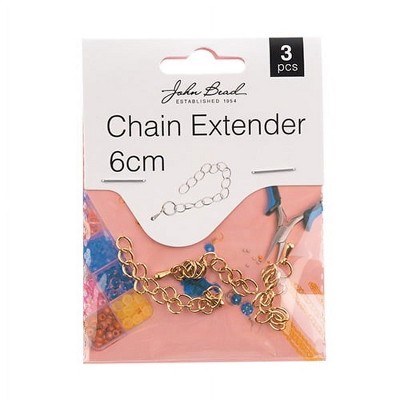 John Bead Must Have Findings Metal Gold 6mm Chain Extender for Jewelry Making, 3 Pieces