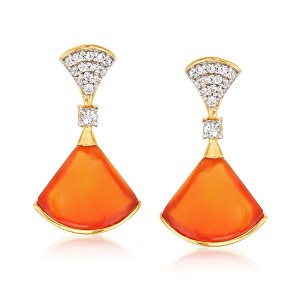Ross-Simons Carnelian and .50 ct. t.w. White Topaz Drop Earrings in 18kt Gold Over Sterling - 1 of 3