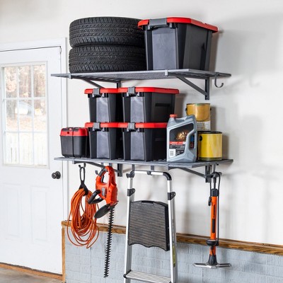 StoreYourBoard 2' x 4' Bristol Garage Wall Mount Shelves | 2-Pack | Gray