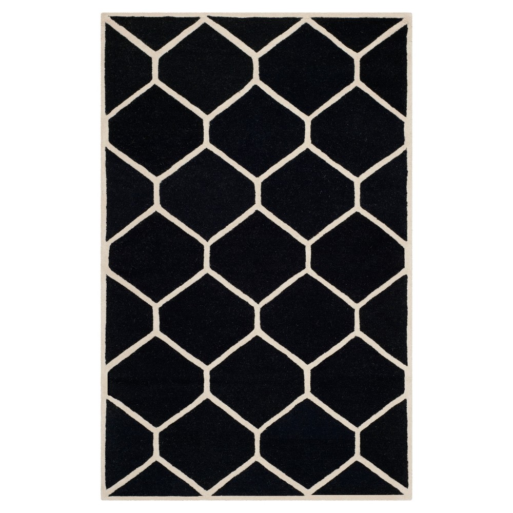 Hunter Texture Wool Rug - Black / Ivory (5'x8') - Safavieh