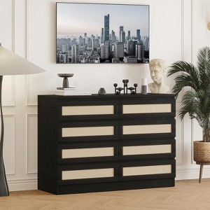 8 Drawer Double Dresser for Bedroom, Rattan Chest of Dressers - 1 of 4
