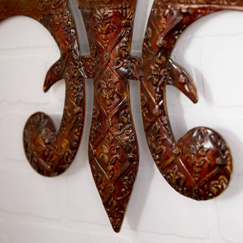 Metal Fleur De Lis Wall Decor with Perforated Details Brown - Olivia &#38; May, 3 of 12