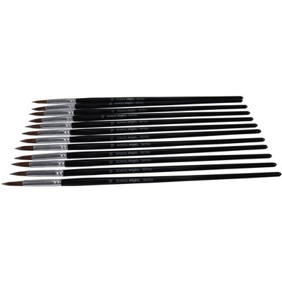 School Smart Watercolor Paint Brushes, Long Handle, Size 12, Set of 12