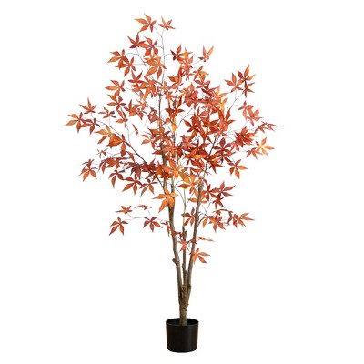 Nearly Natural 5-ft Autumn Japanese Maple Artificial Fall Tree
