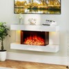 Tangkula 18" Electric Fireplace w/ 32" Floating Mantel 12-Color Dimmable Flame 8H Timer - 3 of 4