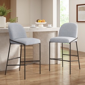 Galen Indoor Metal Upholstered Barstool, Antique Bronze Finish Frame, Set of 2 - 1 of 4