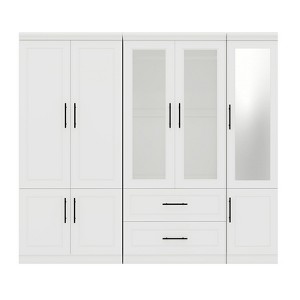 Keloyid White Wood 78.75 in. Armoire with 2 Drawers and 8 Doors - 1 of 4