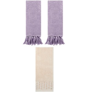 REGALWOVEN 3 Packs Solid Cotton Absorbent Soft Hand Towel for Bathroom 14" x 30" - 1 of 4