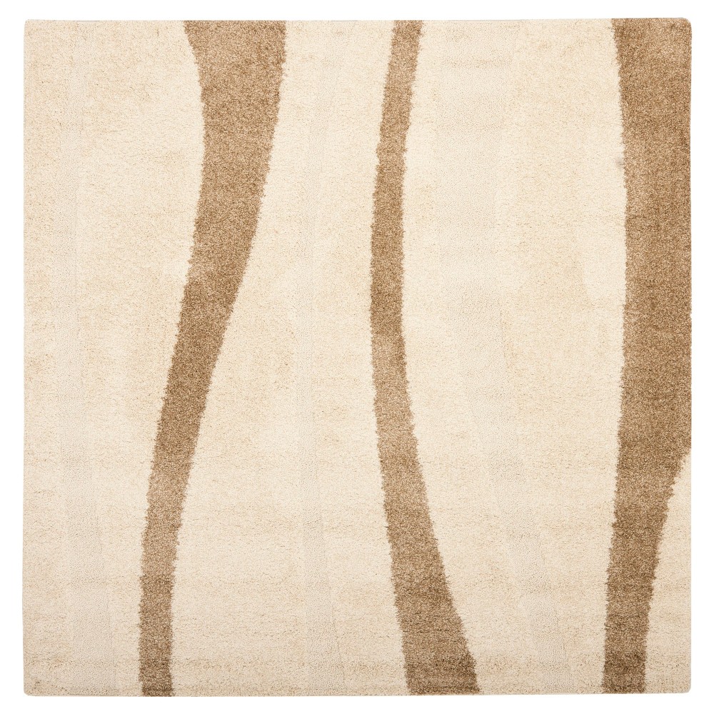 5'x5' Cream/Dark Brown Abstract Tufted Square Area Rug - Safavieh