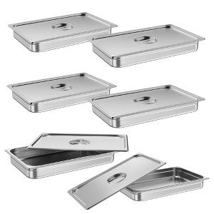 6 Pack Full Size Hotel Pan Steam Table Pan, [NSF Certified] Catering Food Pan Commercial Stainless Steel 2.5 Inch Deep Anti-Jamming - 1 of 4
