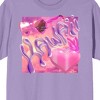 Chrome Baddie Y2K Trend Kawaii Chrome Lettering Crew Neck Short Sleeve  Lavender Rose Women's T-shirt-Small