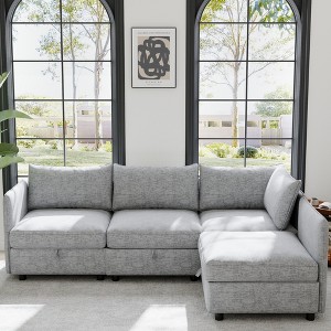98.5" Modular L-shaped Sectional Sofa with Storage Seat, 4-piece Free Combination - 1 of 4