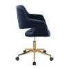 TiramisuBest Mid - Century Modern Gold Metal & Blue Velvet Office Chair, Adjustable Height & Swivel - 2 of 4