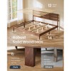 King Bed Frame with LED Headboard & Charging Station, Mid-Century Modern Design, Solid Wood Support, No Box Spring Needed, Coffee Brown - 4 of 4