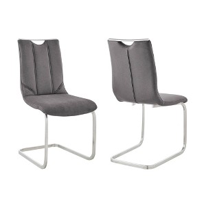 Pacific Fabric Dining Chair with Brushed Stainless Steel Stainless Steel/Gray - Armen Living - 1 of 4