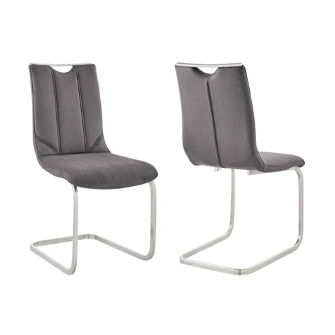 Grey fabric and chrome best sale dining chairs