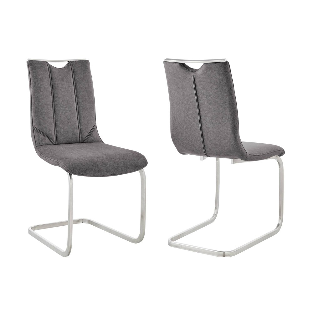 Photos - Chair Pacific Fabric Dining  with Brushed Stainless Steel Stainless Steel/G