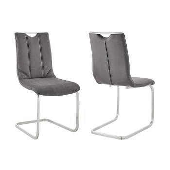 Pacific Fabric Dining Chair with Brushed Stainless Steel Stainless Steel/Gray - Armen Living
