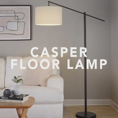 Grandview Gallery 69" Task Floor Lamp with Off-White Linen Shade and Brushed Nickel Body