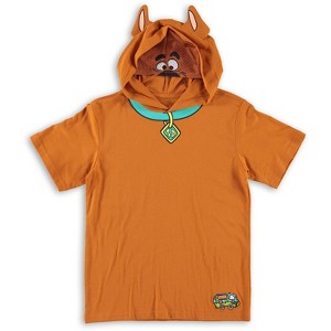 Boys Scooby Doo Costume Shirt - Scooby Doo, Shaggy, Velma Tee - Scooby Doo Mystery Machine Van Costume Hooded Cosplay T-Shirt - 1 of 4