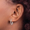 Black Bow Jewelry 2mm x 15mm 14k White Gold Satin & Diamond-Cut Round Hoop Earrings - 3 of 4