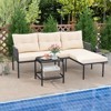 Tangkula 3-Piece L Shaped Patio Furniture Set w/Tempered Glass Table Back & Seat Cushions - 2 of 4