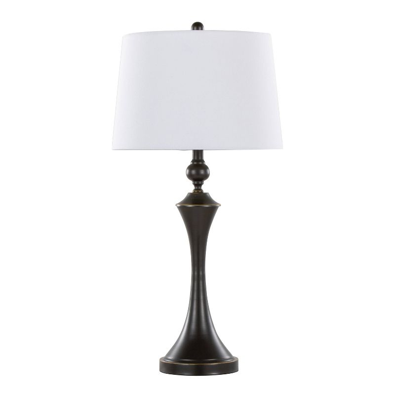 LumiSource (Set of 2) Flint 30&#34; Contemporary Table Lamps Oil Rubbed Bronze with White Linen Shade and Built-in USB Port from Grandview Gallery, 2 of 9