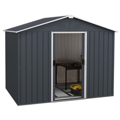 Costway 5.7 Ft X 7.5 Ft Outside Storage Shed Double Door Outdoor Tool ...