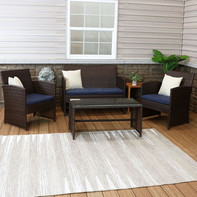 Sunnydaze Outdoor Ardfield Patio Conversation Furniture Set with Loveseat, Chairs, and Table - 4pc, 3 of 11