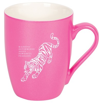 Elanze Designs 10 Ounce Ceramic Decorative Laser Engraved Giftable Novelty Tea Coffee Cup Mug Princess Pink Tiger Majestic Determined Agile Powerful