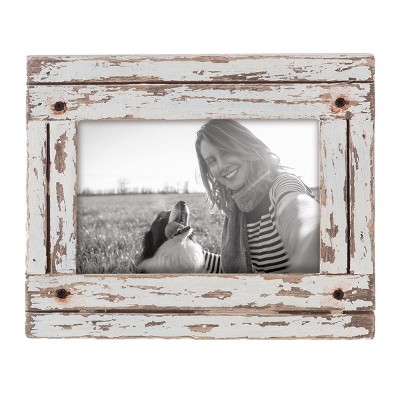 4x6 Heartland White Decorative Distressed Wood Photo Picture Frame w/ Glass Pane