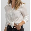 Women's WOVEN SILKY BUTTON DOWN - dee elly - image 2 of 4