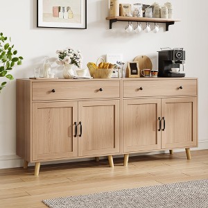 Sideboard Buffet Cabinet Set of 2 with Storage, Coffee Bar Cabinet with Drawers & Doors for Kitchen, Dining Room - 1 of 4