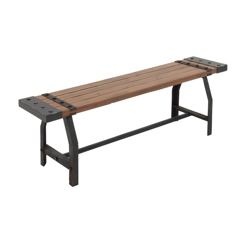 Industrial Metal and Brown Wood Bench Brown - Olivia &#38; May, 4 of 18