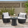 3-Piece Patio Set Table And Chairs,  Modern Patio Chairs With Seat And Back Cushions, Wicker Chairs With Coffee Table-Cuddlewood - 3 of 4