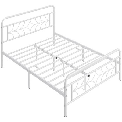 Yaheetech Queen Size Modern Metal Platform Bed With Headboard, White ...