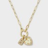 14K Gold Dipped Cubic Zirconia Puffy Heart Charm Initial Necklace - A New Day™ Gold - 2 of 4