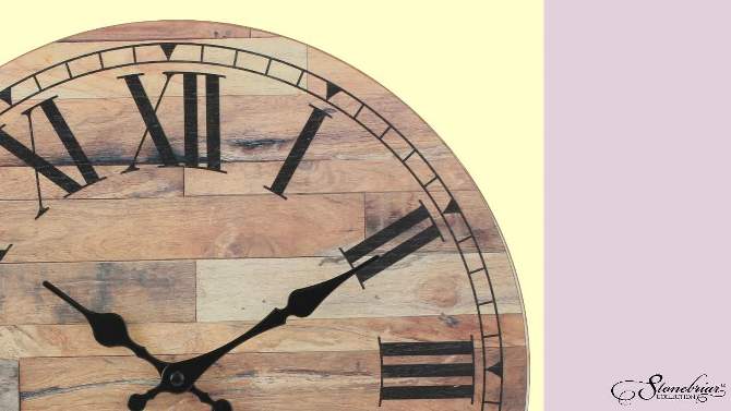 Wooden Roman Numeral Wall Clock Brown - Stonebriar Collection, 2 of 10, play video