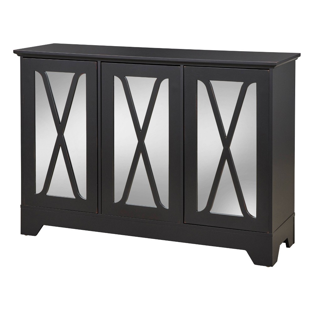 Reflections Side Board Buffet Servers with Mirror Black - Buylateral: Elegant Console, Storage Cabinet, 3 Shelves