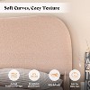 AMERLIFE Boucle Bed Frames, Upholstered Platform Bed with Curved Shaped Headboard, Cream - 3 of 4