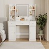 Makeup Vanity, 41" Dressing Table With Mirror And Bench, 5 Drawers, 6 Shelves, Adjustable 3 Color Light Dressing Table for Bedroom - 3 of 4