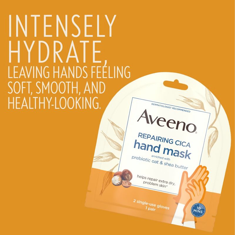 Aveeno Repairing CICA Hand Mask with Prebiotic Oat & Shea Butter for Extra Dry Skin, Fragrance-Free , 6 of 14