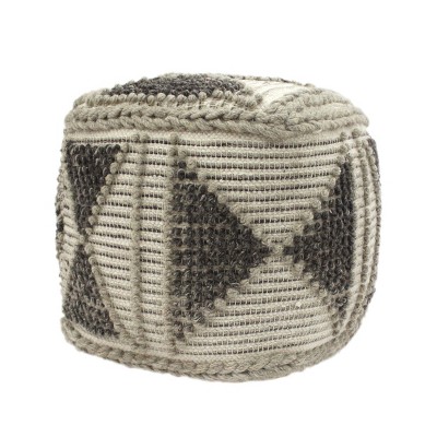 Christopher Knight Home Tamsin Boho Handcrafted Cube Pouf Gray/Ivory : Wool & Cotton, Spot Clean, No Assembly Required