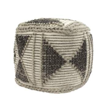 Tamsin Boho Handcrafted Cube Pouf Gray/Ivory - Christopher Knight Home
