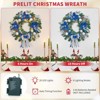24 Inch Christmas Wreath with Lights, Blue Artificial Holiday Wreath with Flowers & Ball Ornaments, Decorative Christmas Door Wreath for Fireplace - 4 of 4