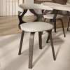 LeisureMod Upholstered Dining Chair in Leather with Dark Walnut Wood Frame Klyne Series - 2 of 4